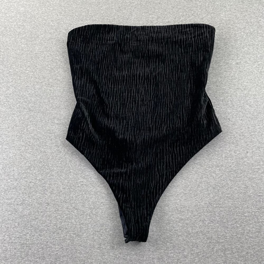 Naked Wardrobe Bodysuit Women XL Black Plush Velvet Tube Strapless Romantic Glam